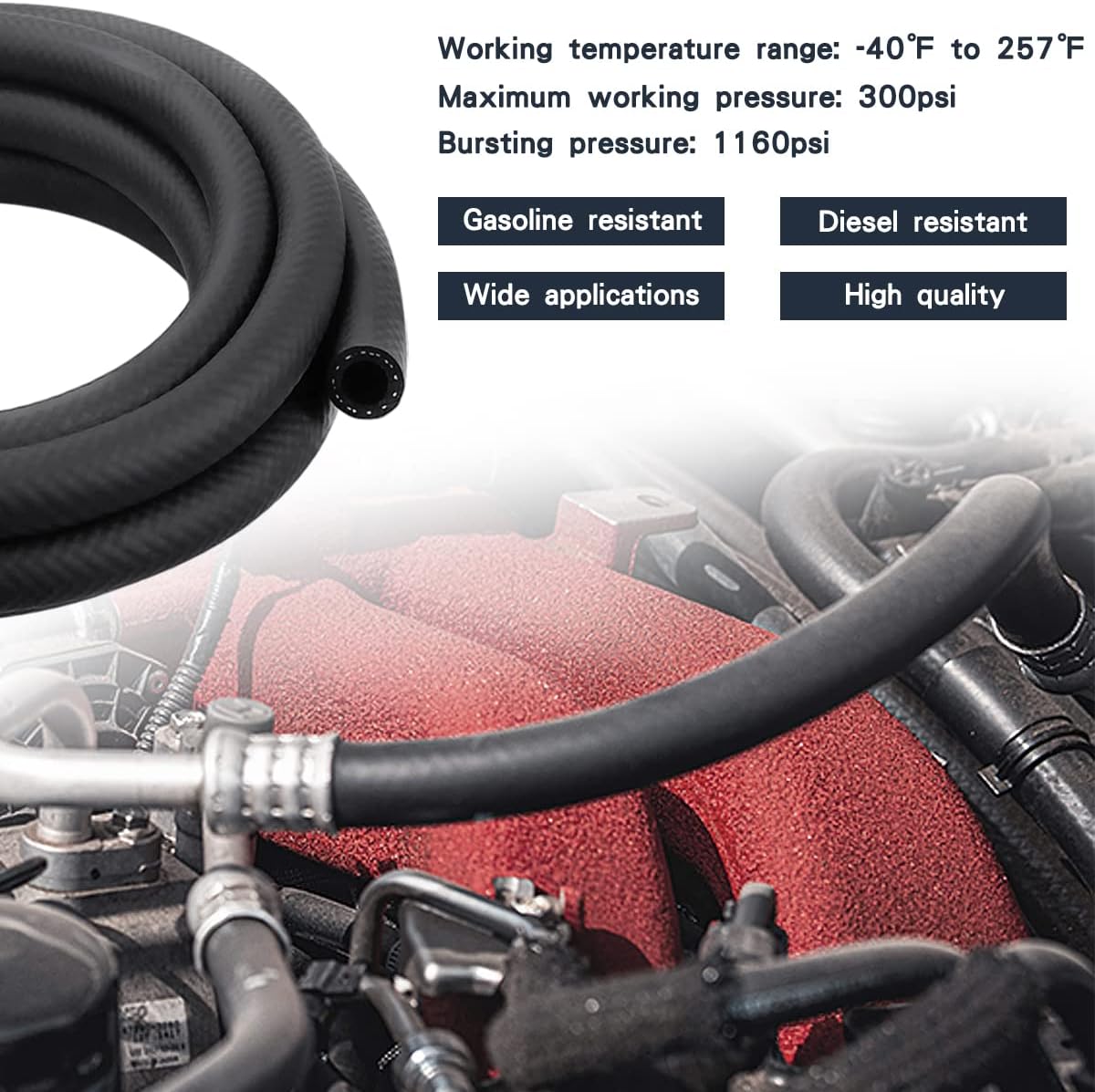 1/4 inch NBR fuel hose 5 feet — view 4