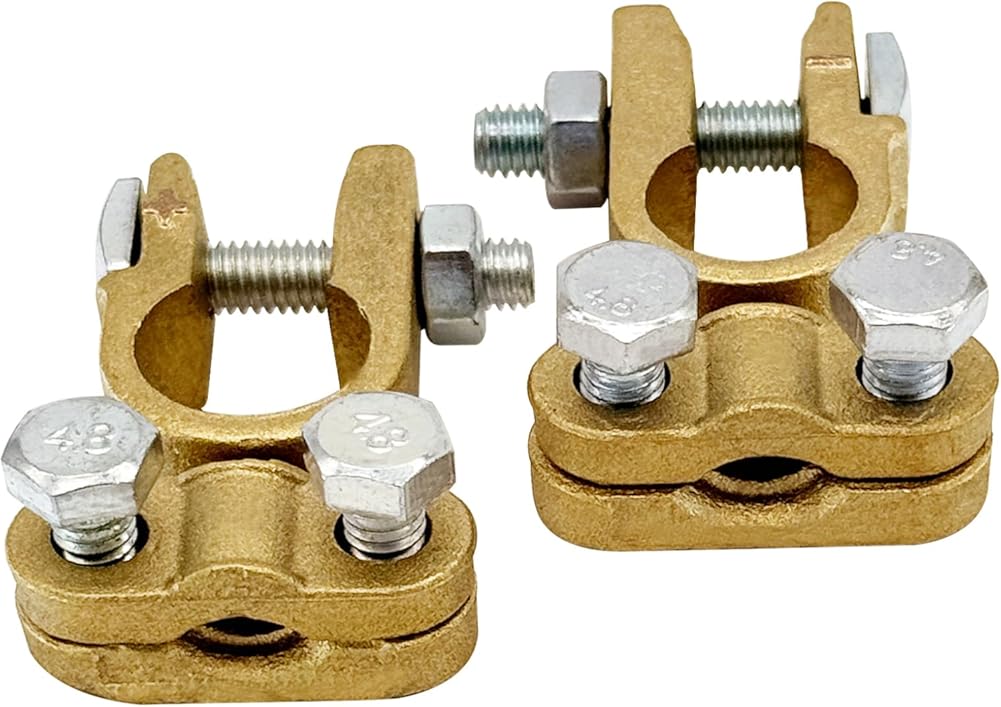 Brass battery terminal clamps — view 2