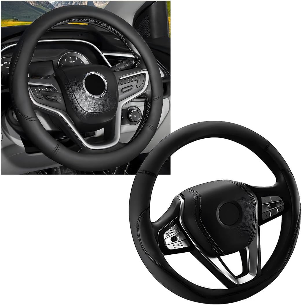 Leather steering wheel cover 15 inch — view 2
