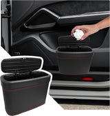 Leather car trash can with lid — view 2