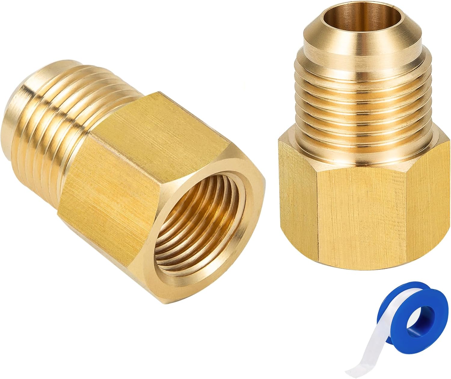 2 pcs brass flare adapter 3/8 to 1/2 — view 2