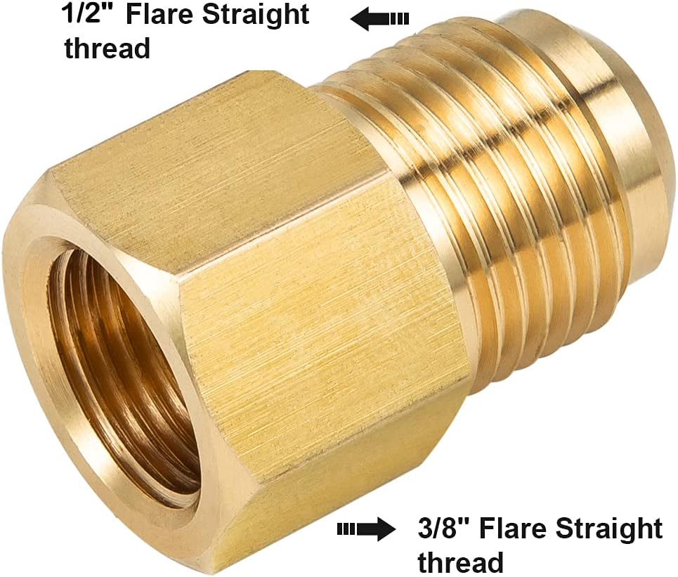 2 pcs brass flare adapter 3/8 to 1/2 — view 3