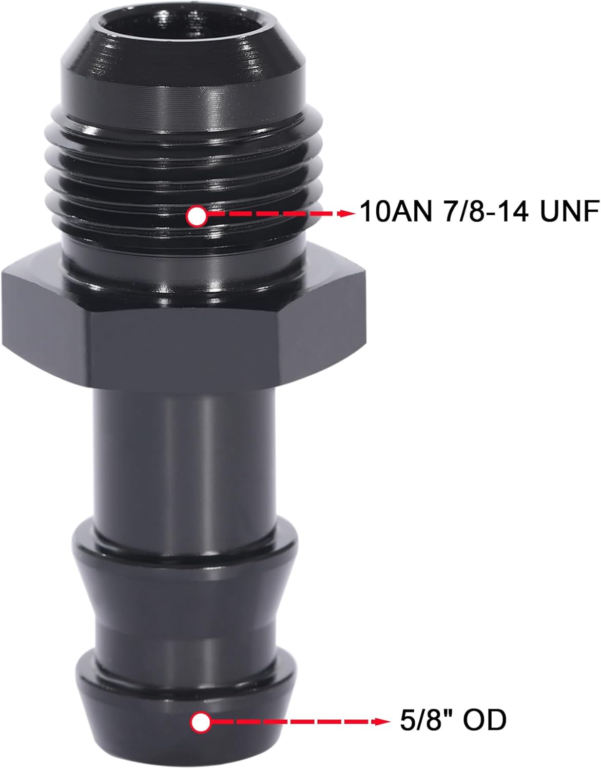 10AN to 5/8 hose barb adapter — view 4