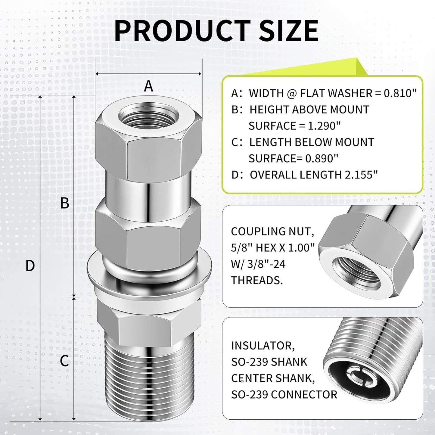 CB radio antenna SO-239 stud mount — view 3