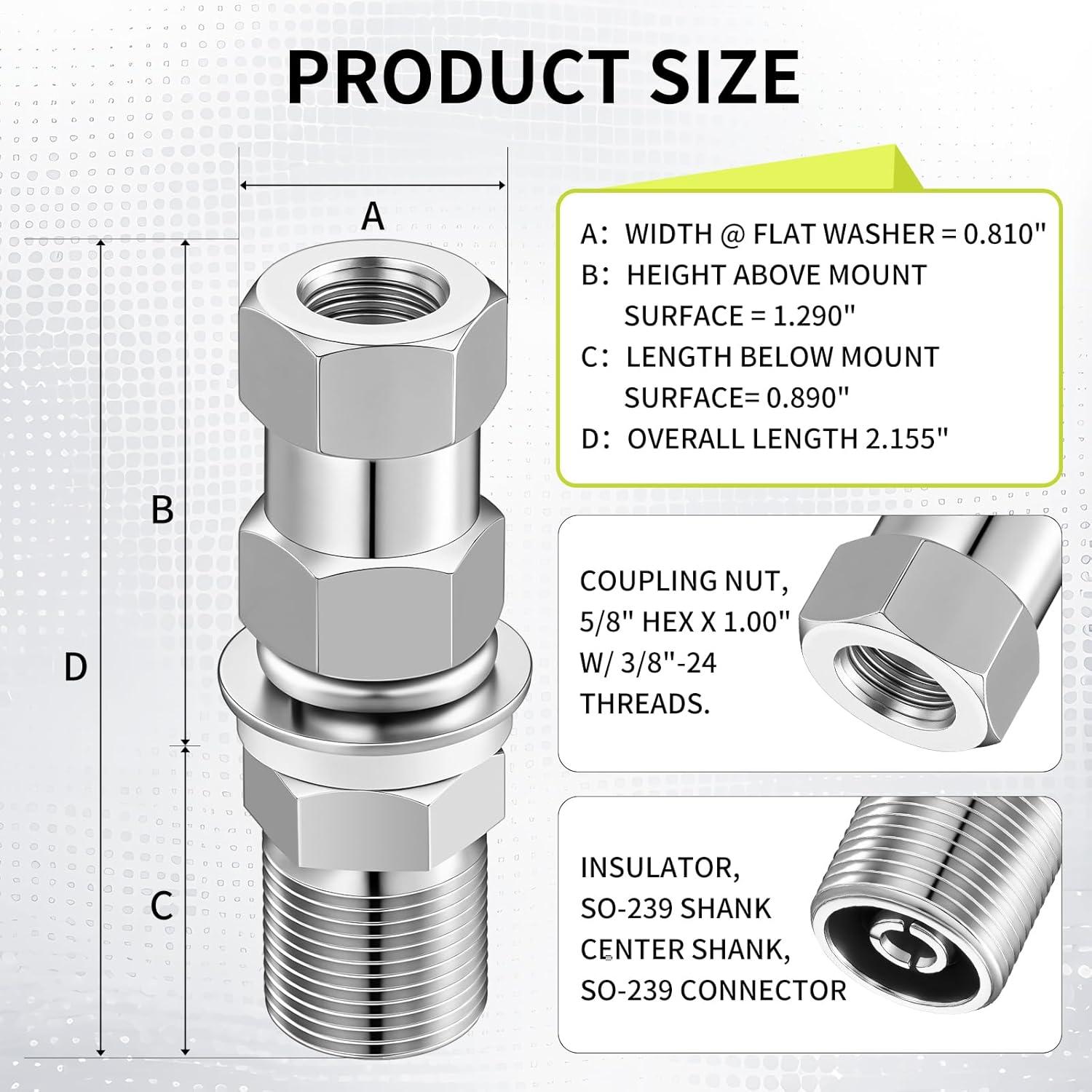 CB radio antenna SO-239 stud mount — view 3