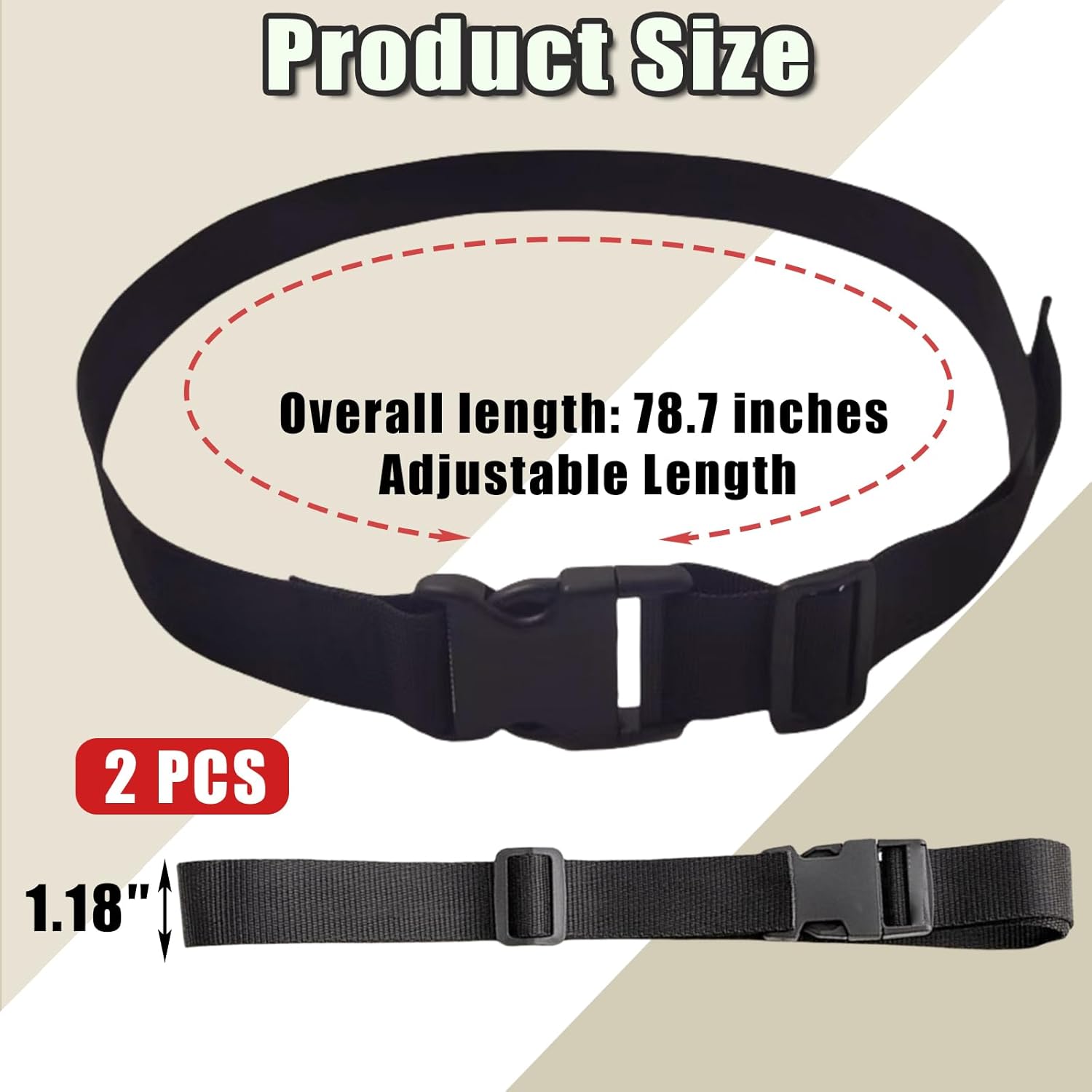 2 pack nylon tie down straps — view 3