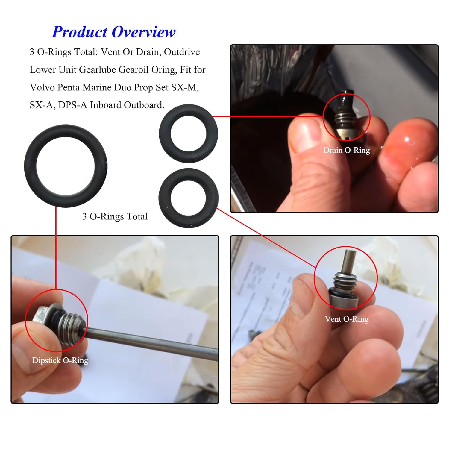 3 O-rings set Volvo Penta outdrive — view 3