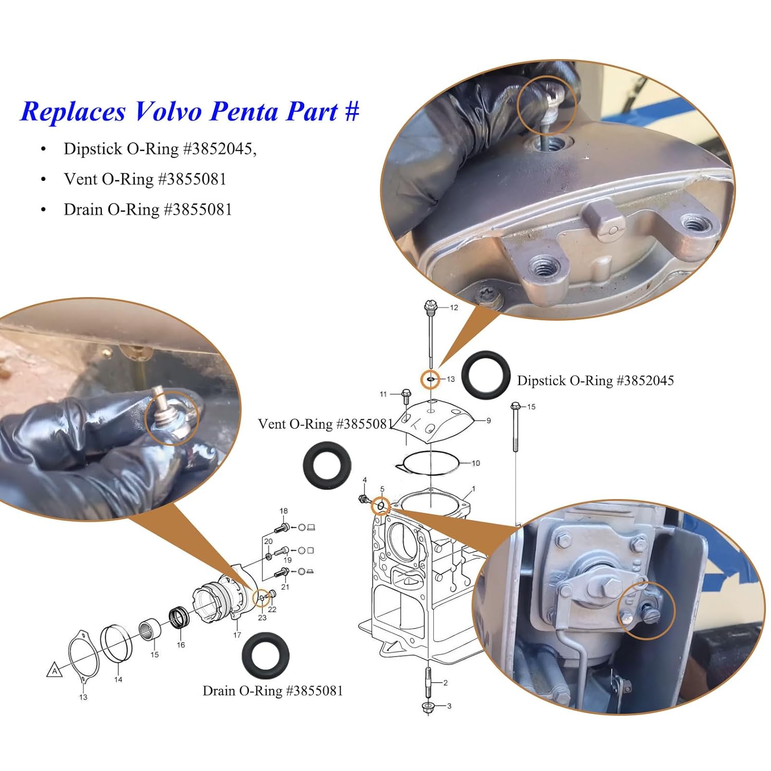 3 O-rings set Volvo Penta outdrive — view 4