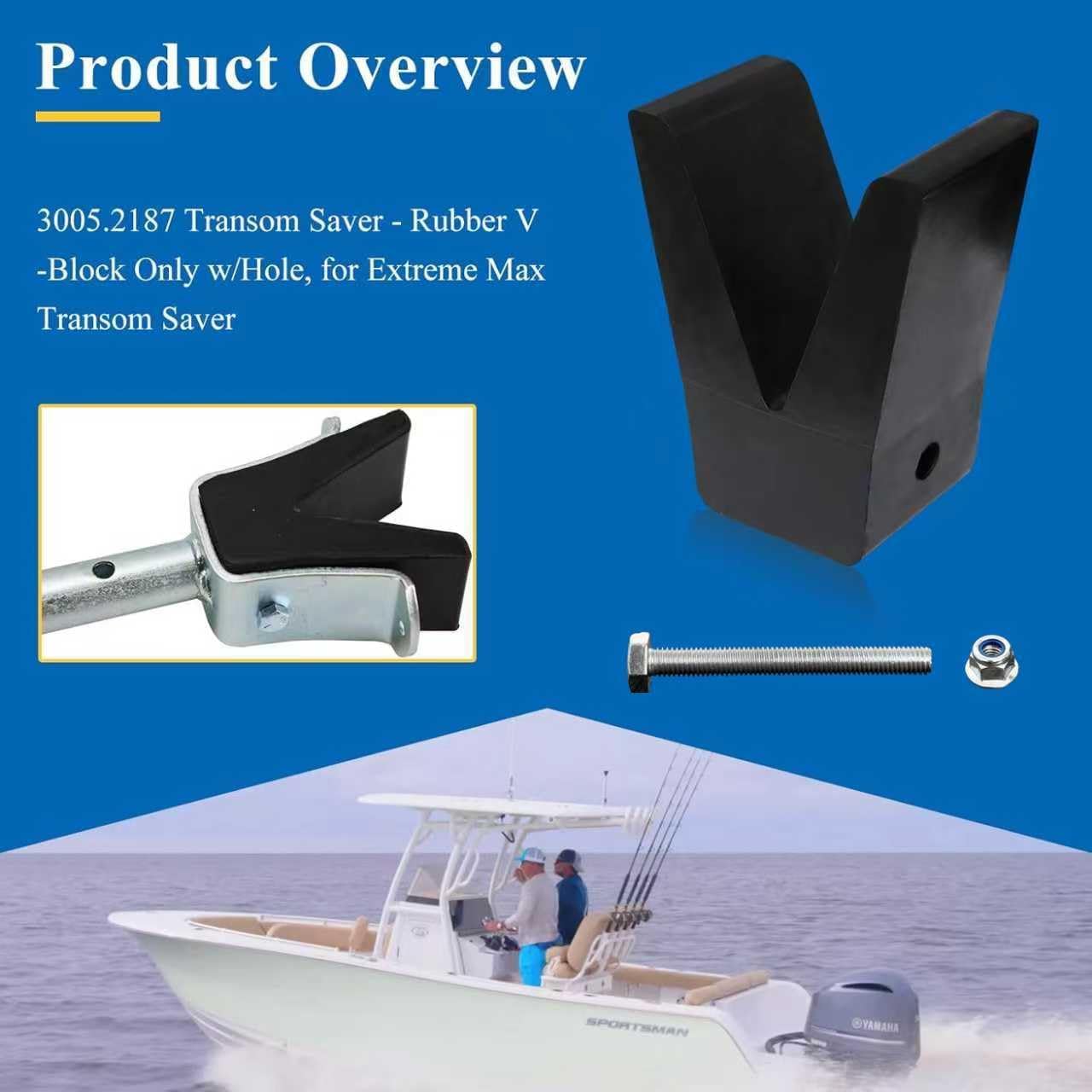 Rubber boat transom saver V-block — view 3