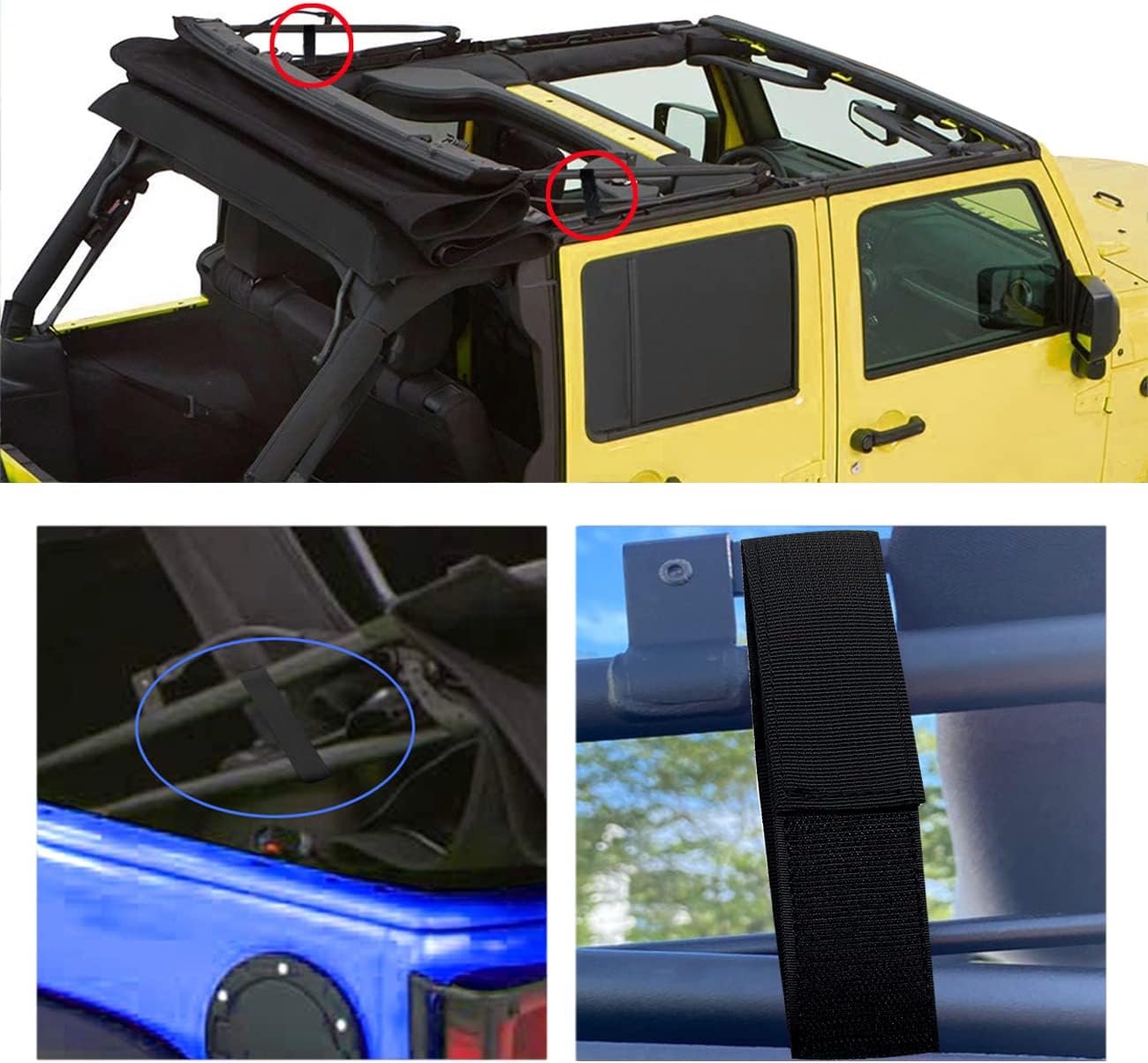Jeep Wrangler soft top straps 4-pack — view 3