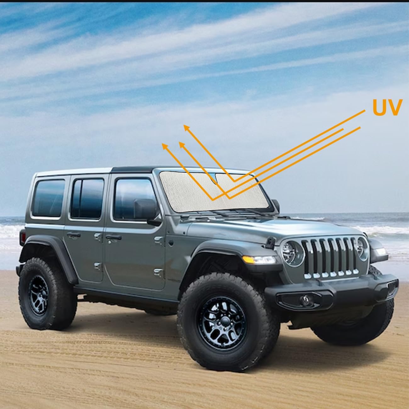 Jeep Wrangler windshield sun shade — view 8