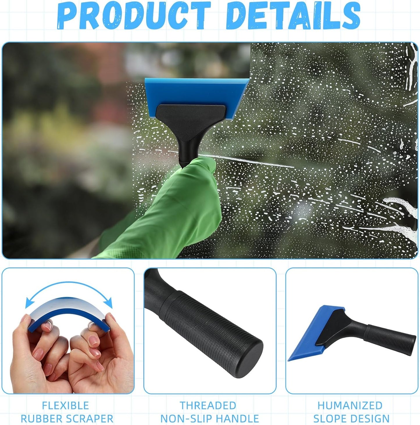 3 pcs 5 inch silicone window squeegee — view 4