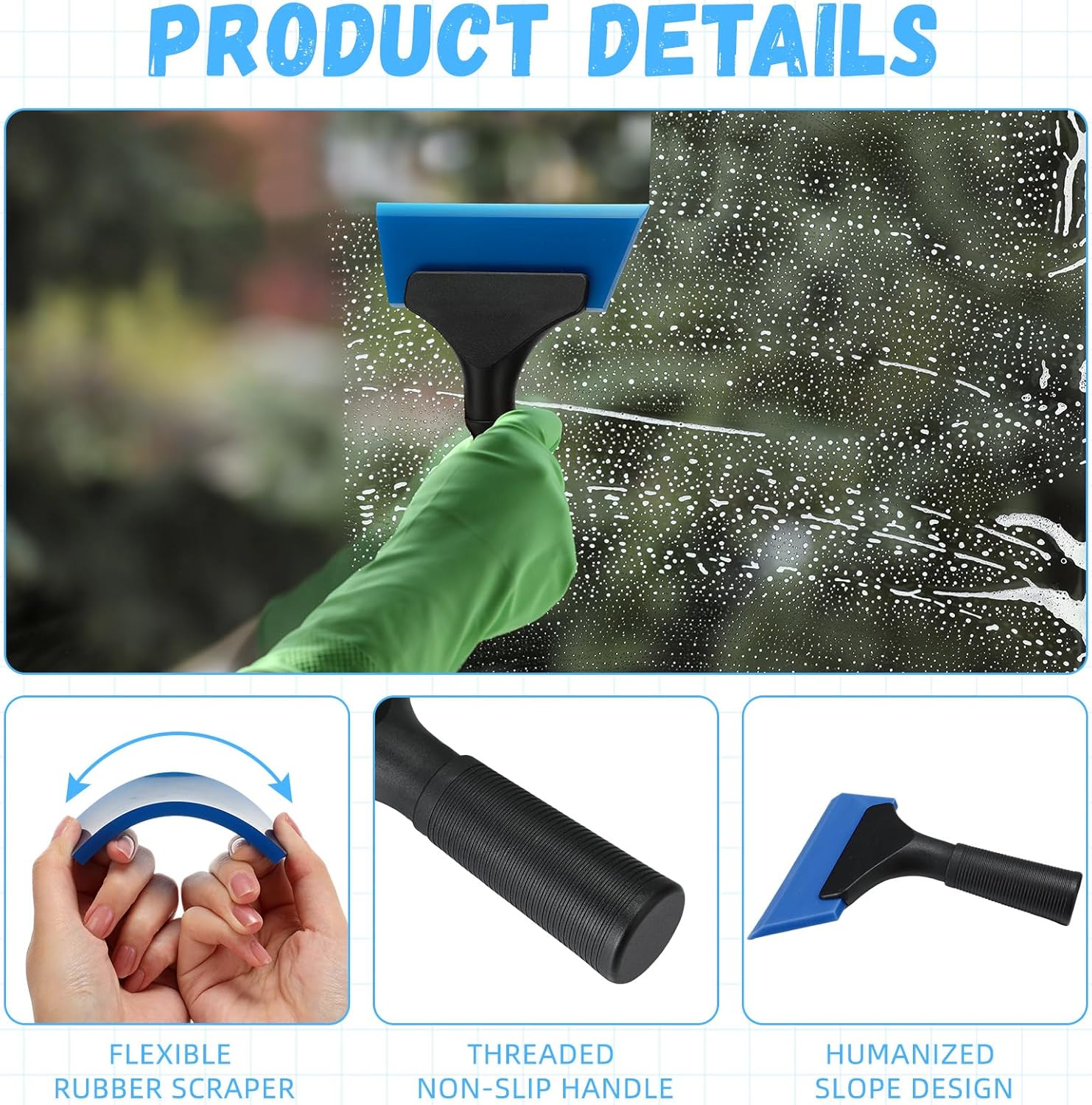 3 pcs 5 inch silicone window squeegee — view 4