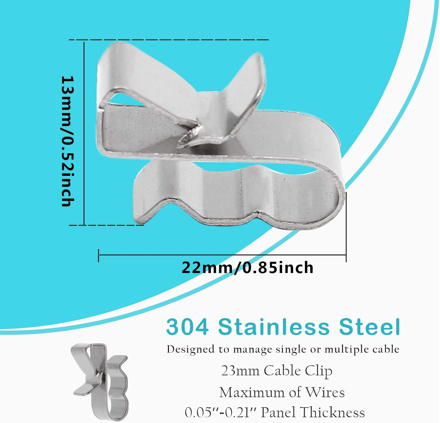 60 pcs stainless steel cable clips — view 4