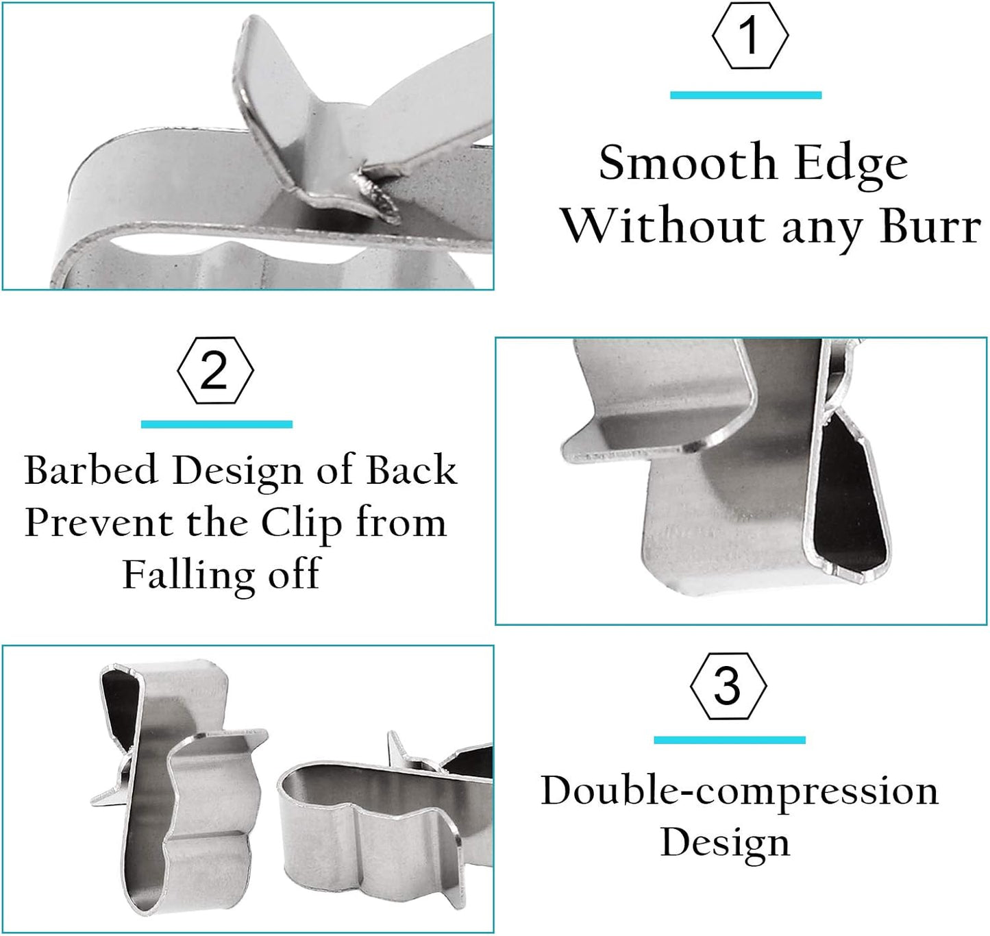60 pcs stainless steel cable clips — view 6