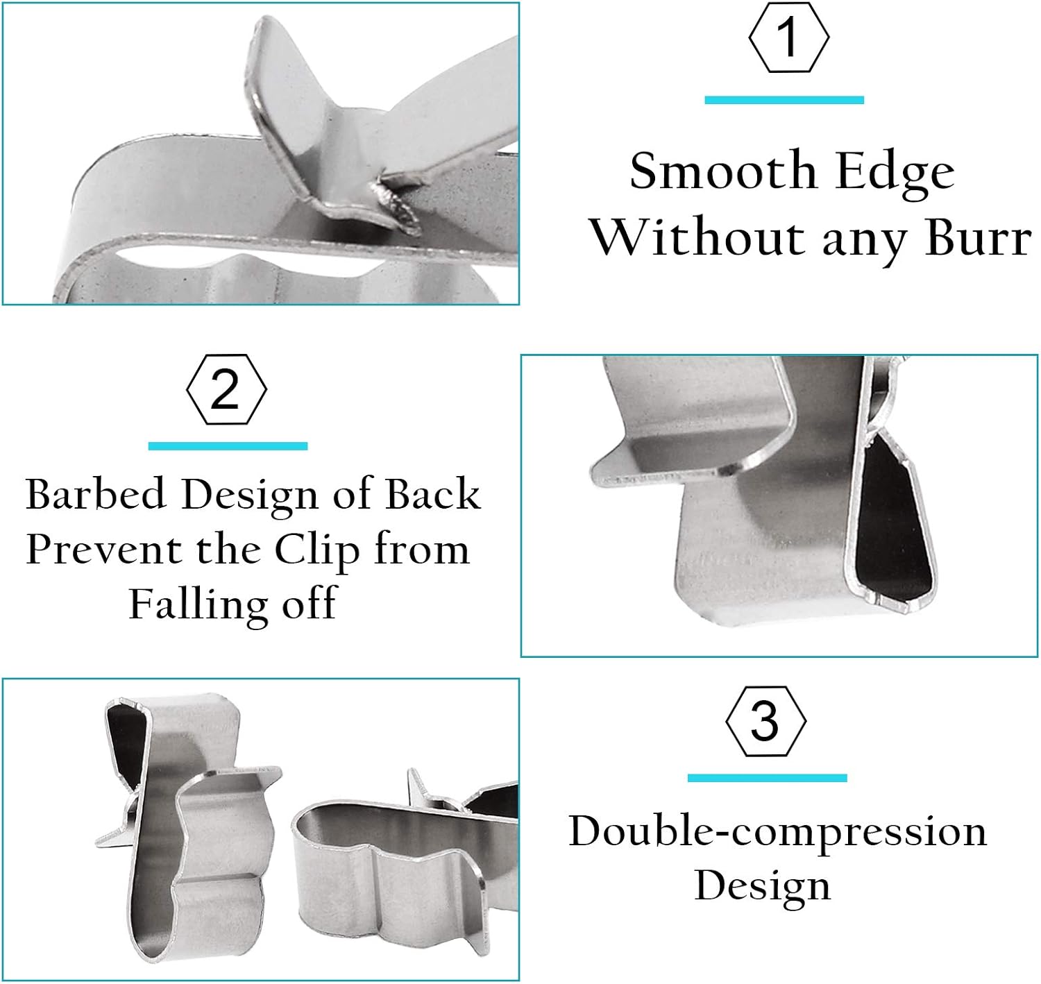 60 pcs stainless steel cable clips — view 6