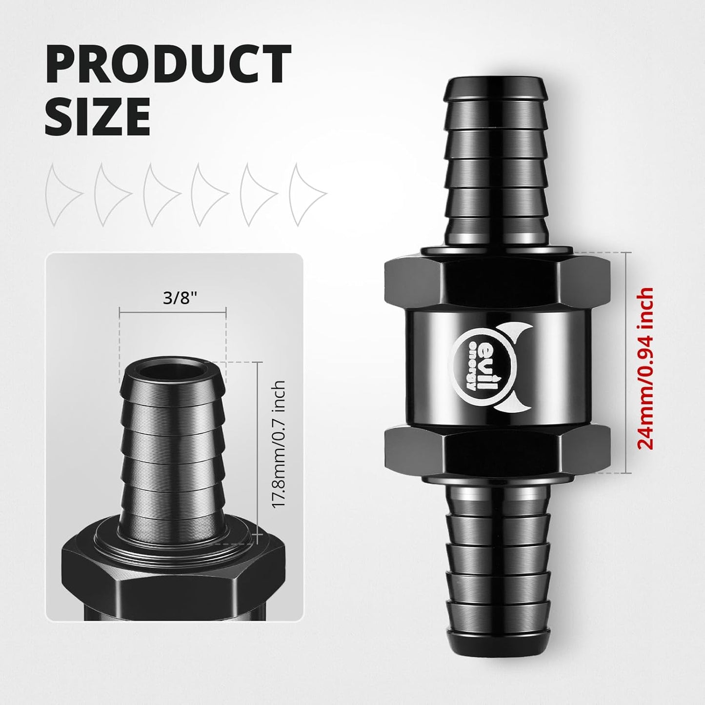 3/8 inch inline fuel check valve 2-pack — view 3