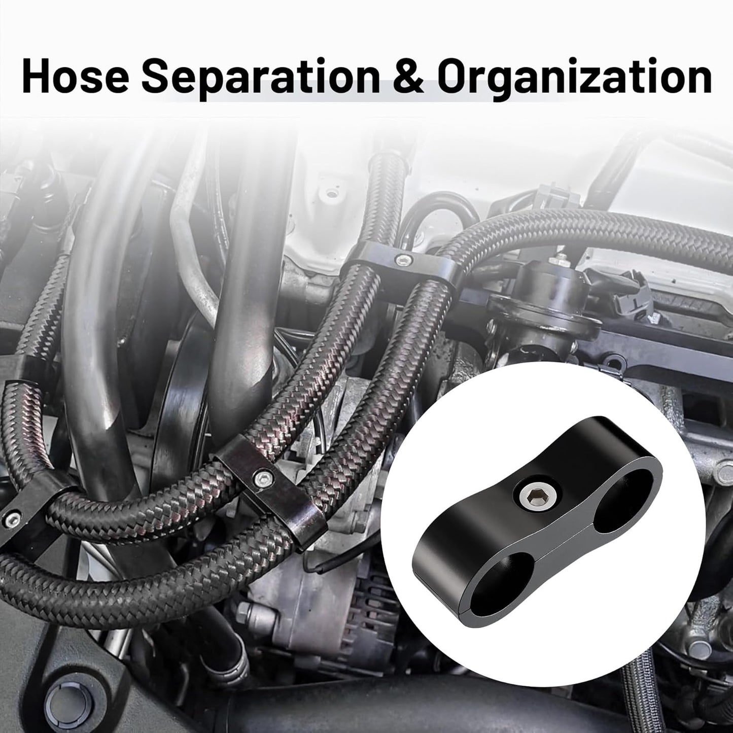 6AN fuel line separator clamp 4-pack — view 6