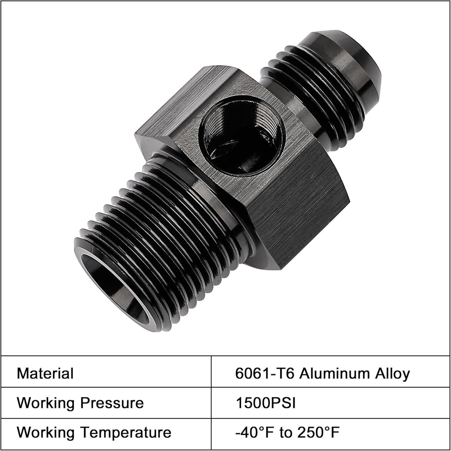 6AN to 3/8 NPT fuel pressure adapter — view 4
