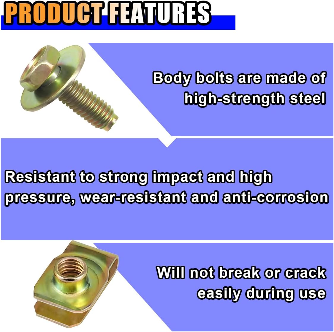 40 pcs car body bolts and U-nut clips — view 4