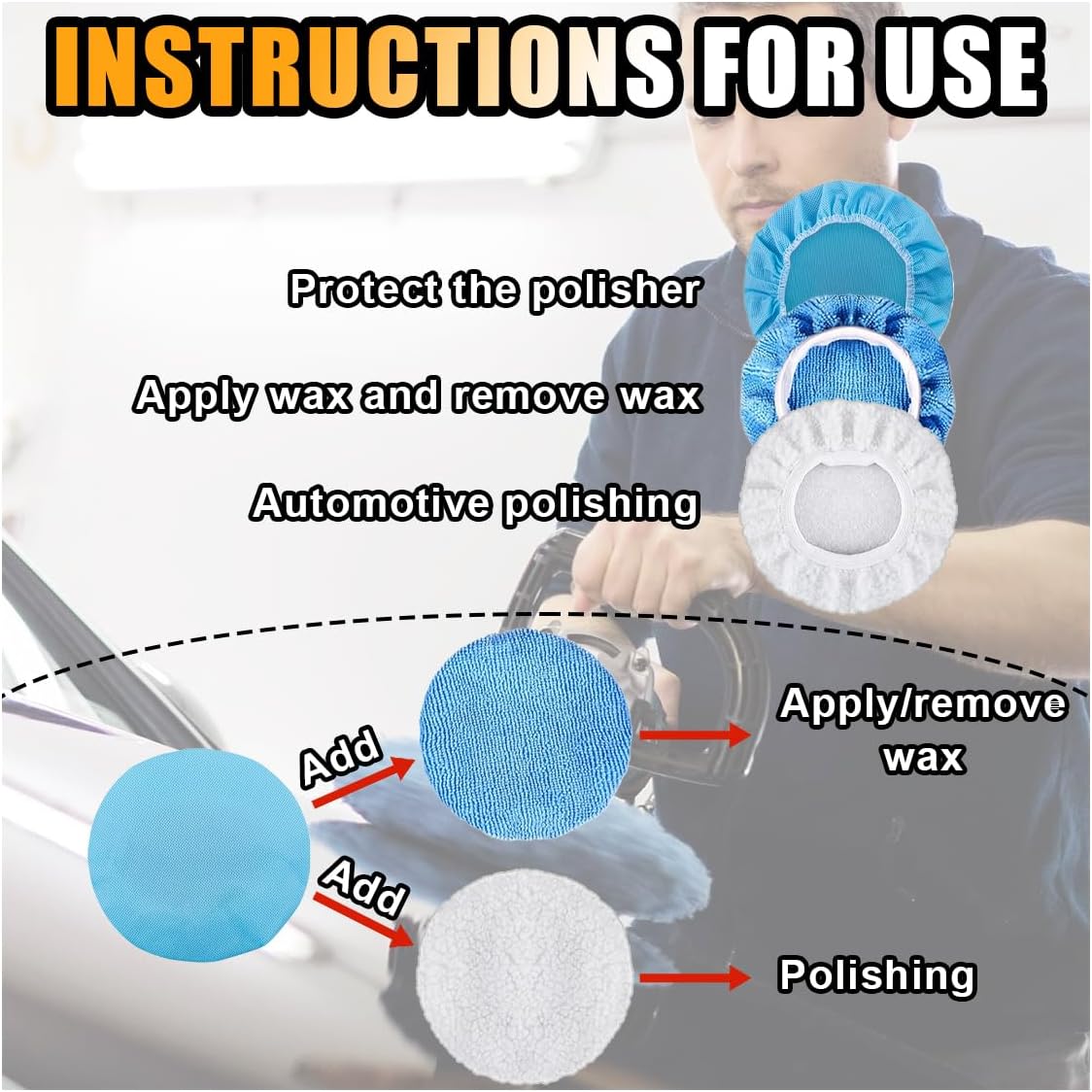 20 pcs 7-8 inch car polisher bonnets — view 6