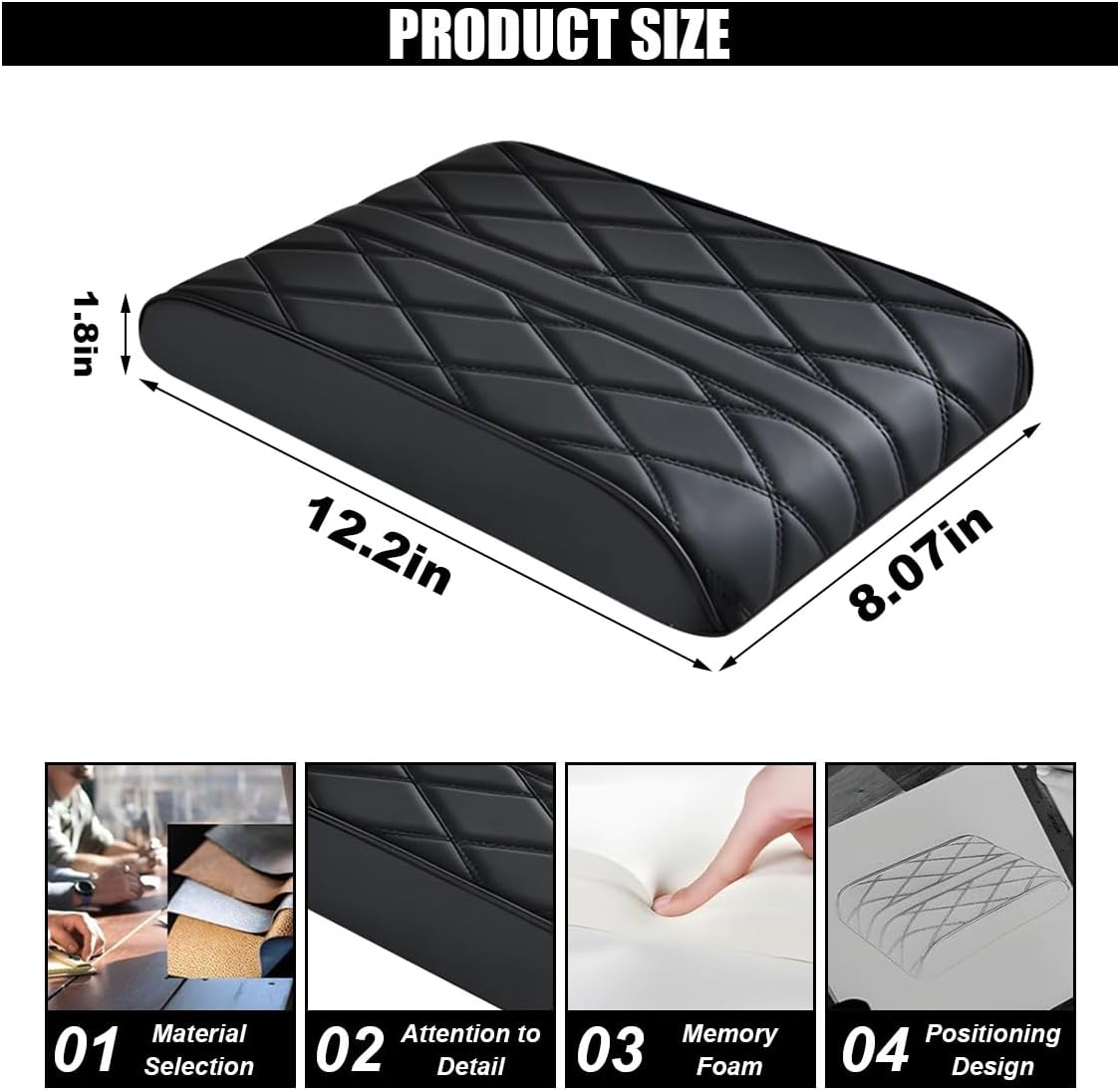Leather car center console cover pad — view 3