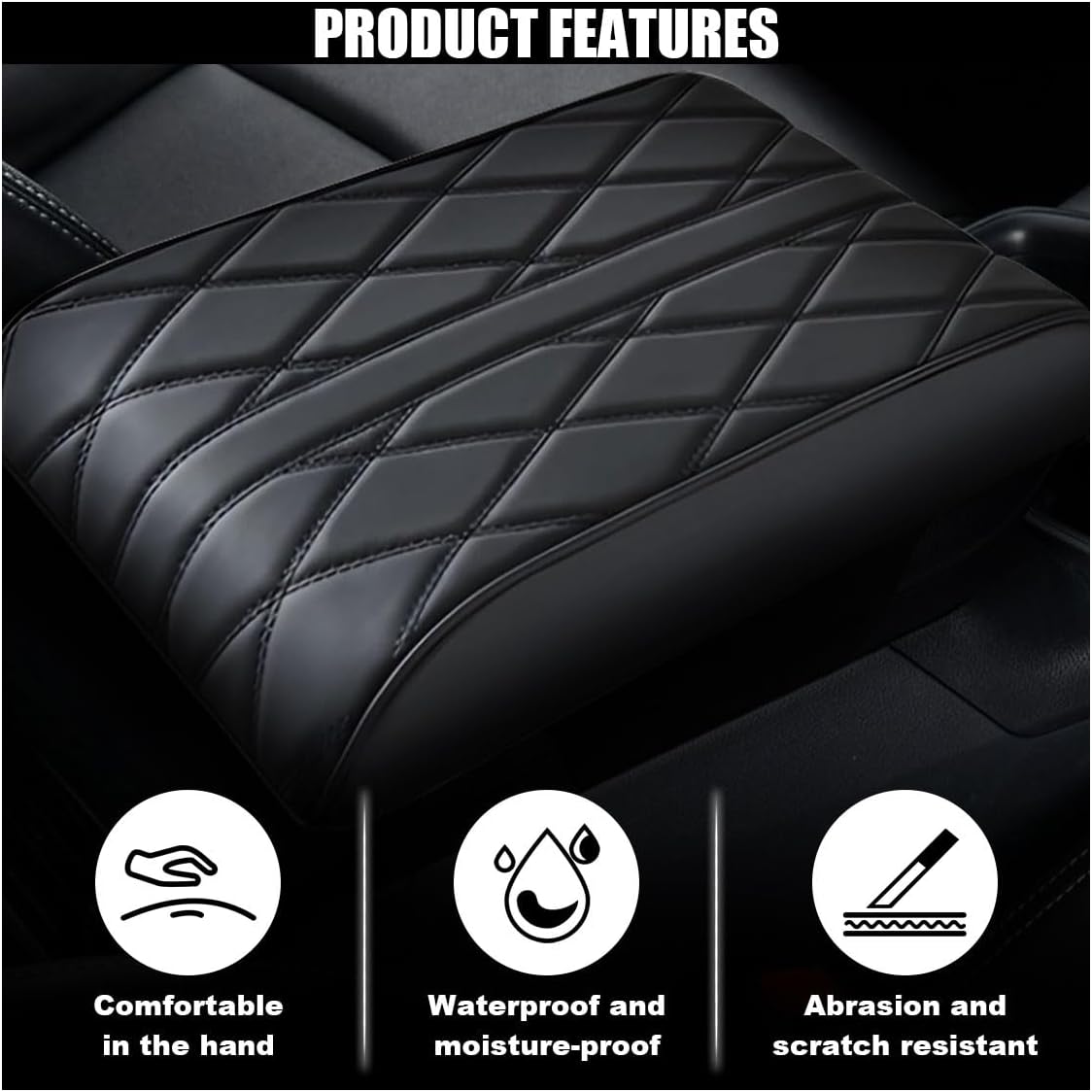 Leather car center console cover pad — view 4