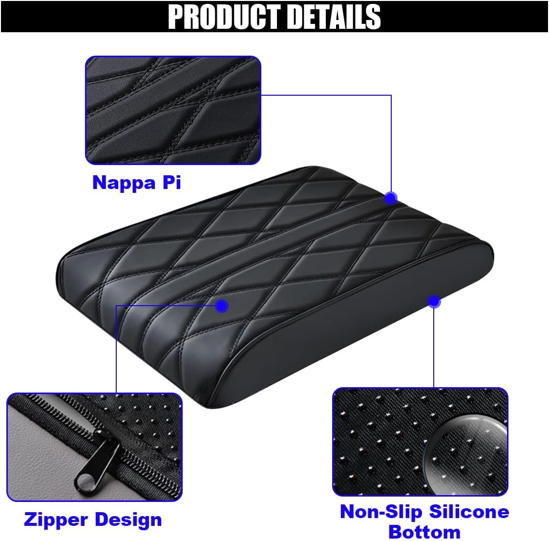 Leather car center console cover pad — view 5