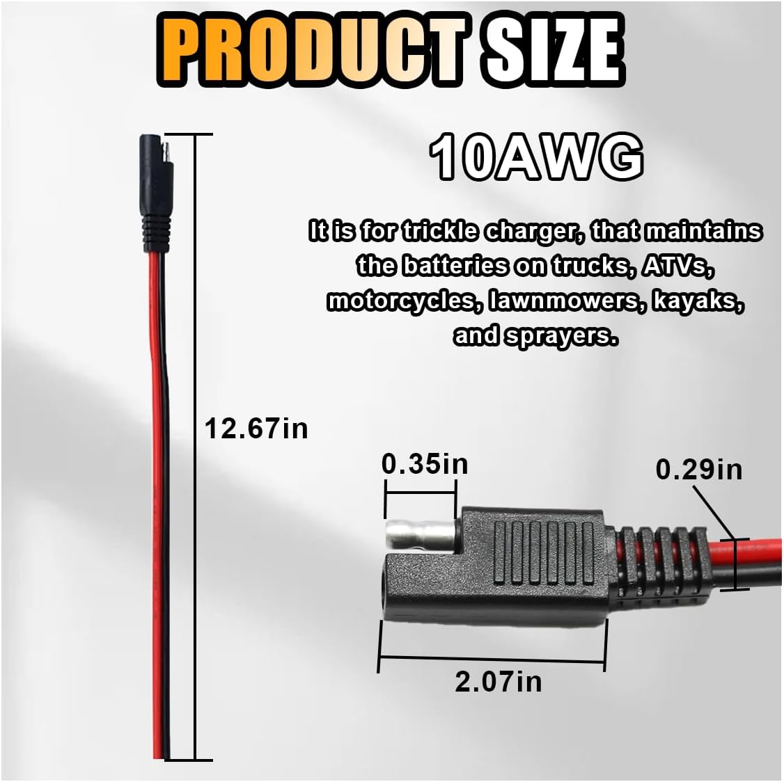 5 pcs 10 gauge 2-pin wire harness — view 3