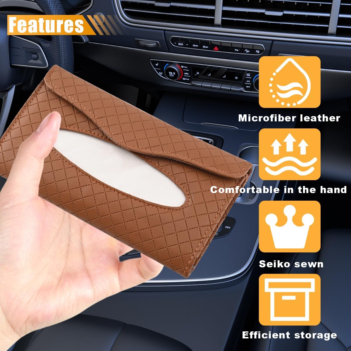 PU leather car tissue holder — view 5