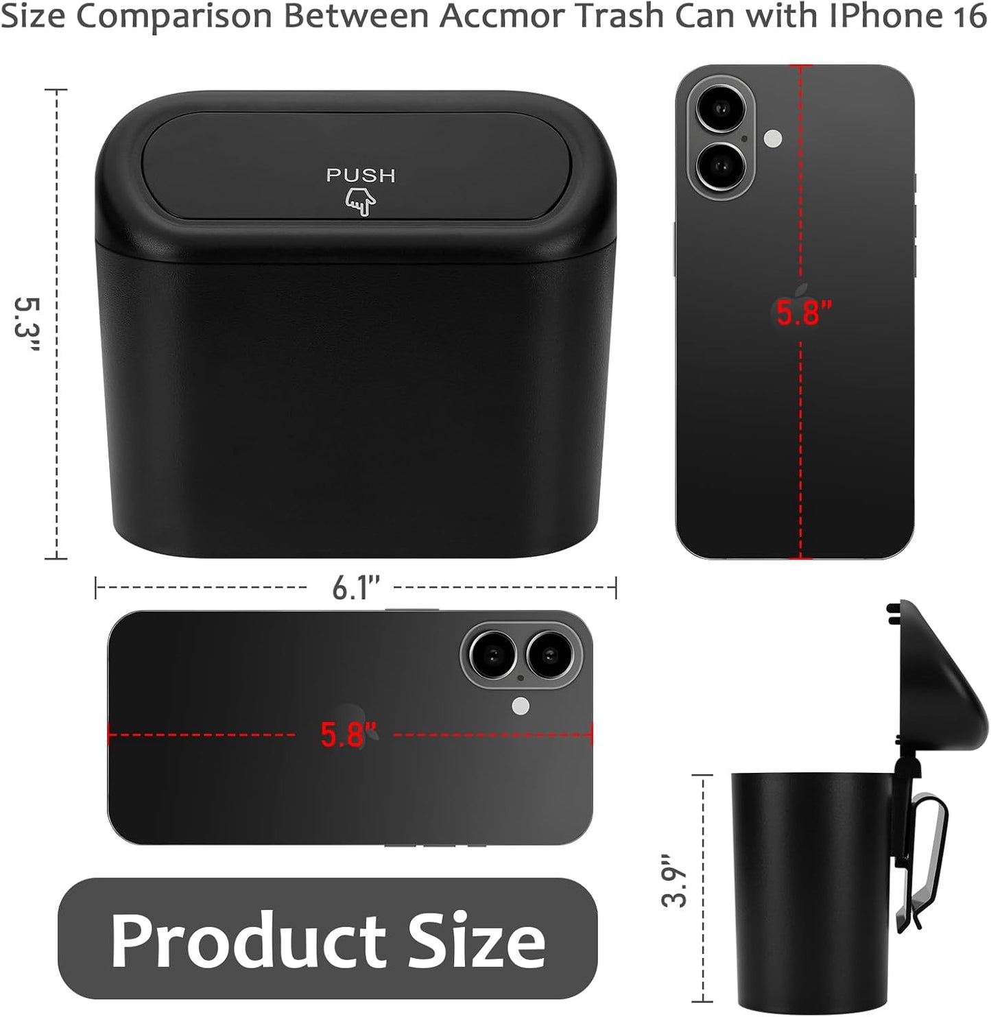 Car Trash Can with Lid, Mini — view 3