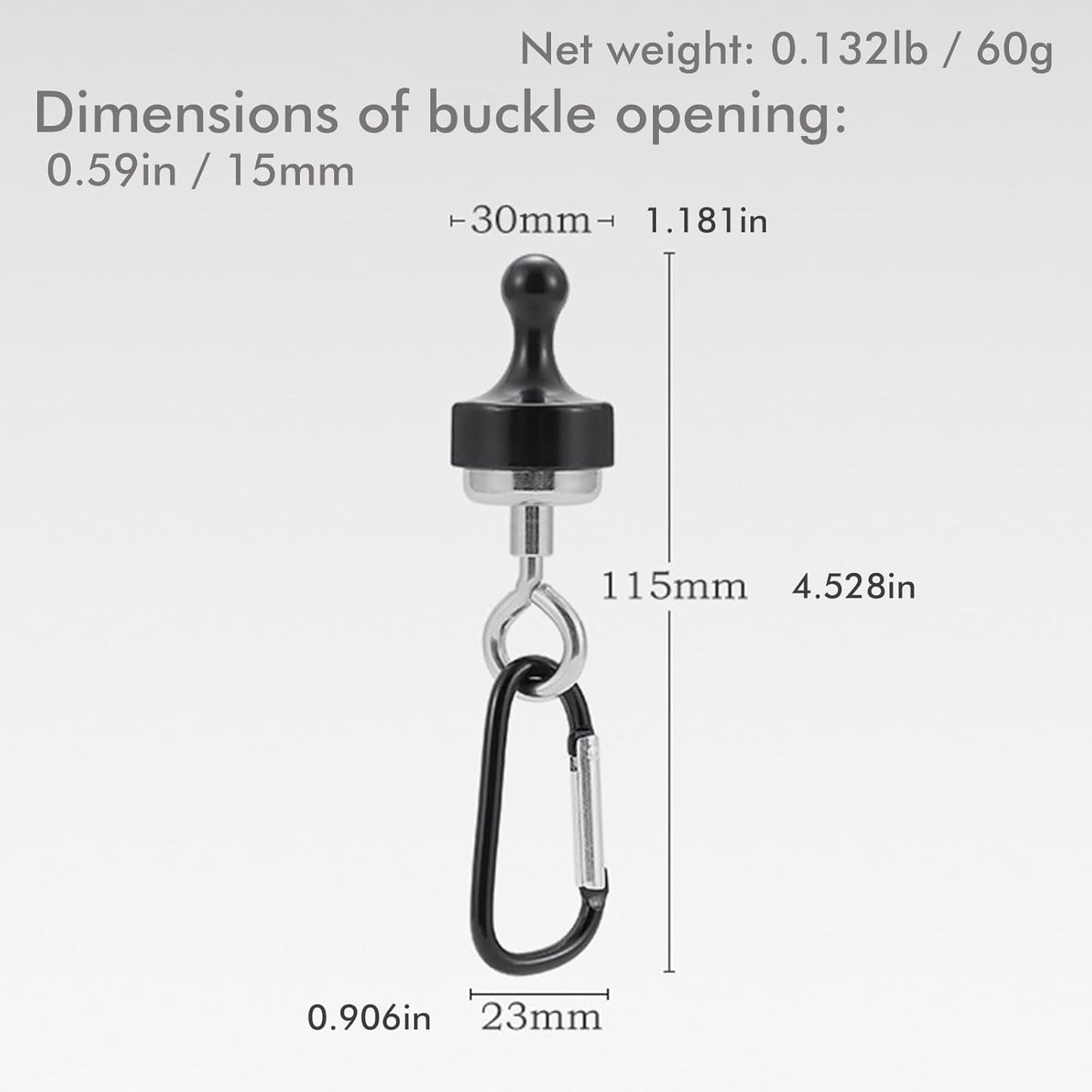 Black camping hooks with carabiner 2 pack — view 3