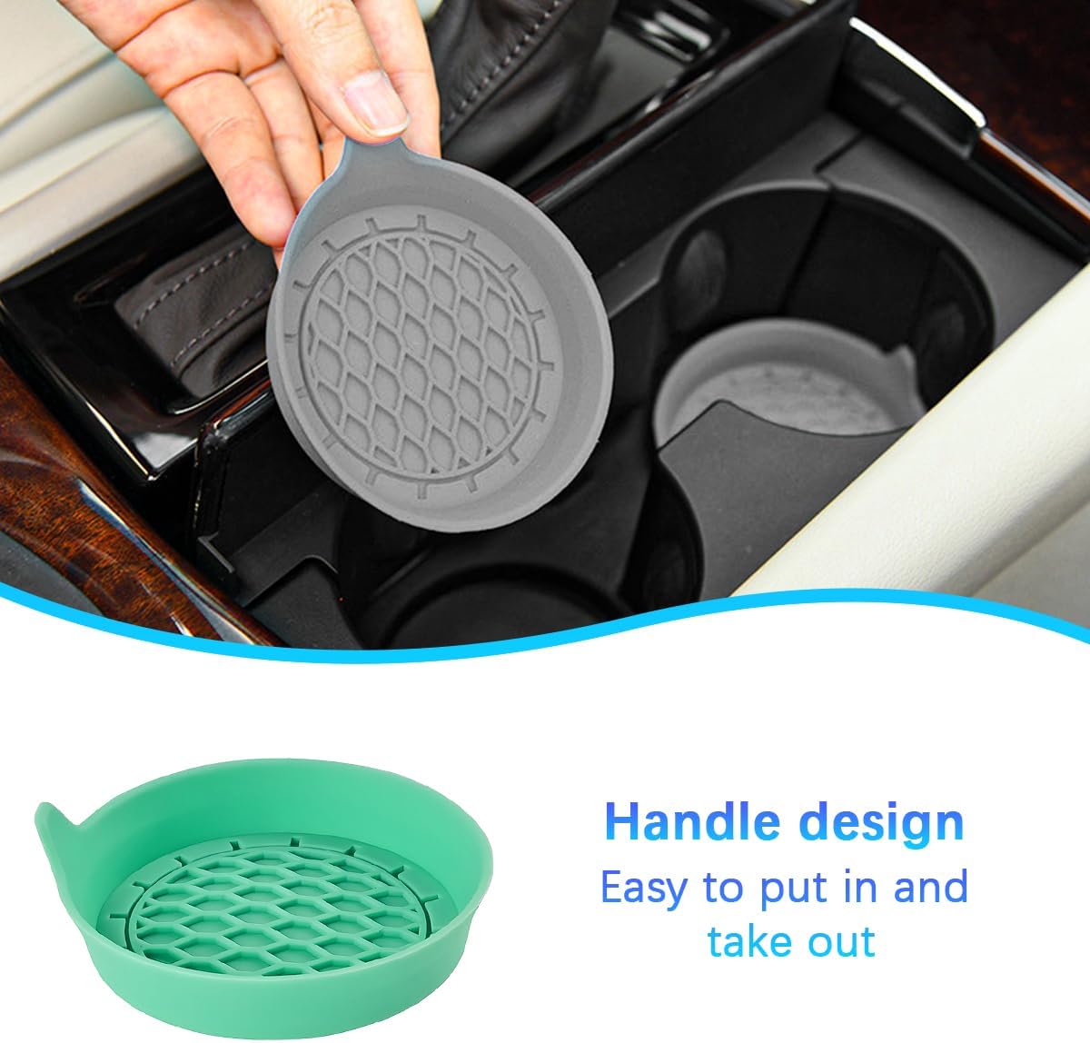 Car silicone anti-slip mats green 4 pack — view 5