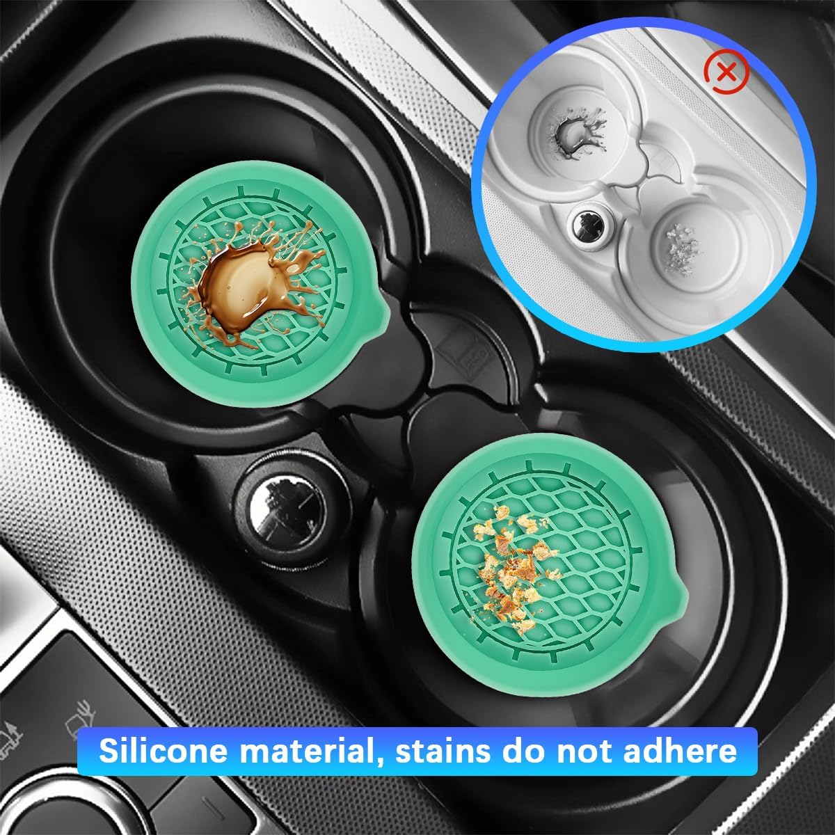 Car silicone anti-slip mats green 4 pack — view 6