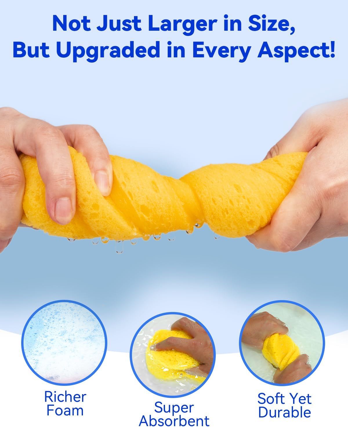 Yellow large car cleaning sponge — view 6