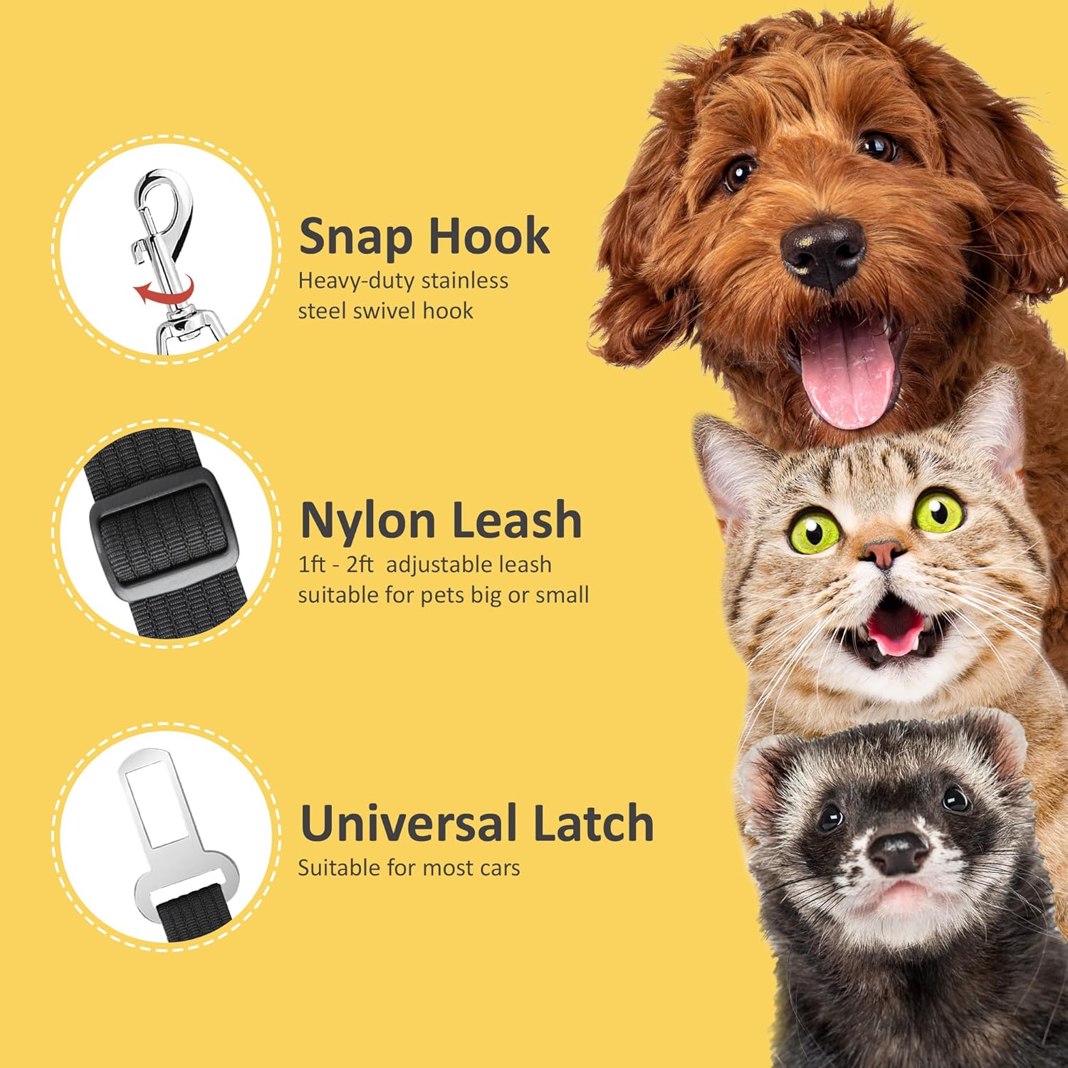 Adjustable nylon pet car harness — view 5