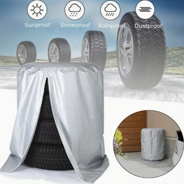 Silver waterproof car tyre covers 4 piece — view 3