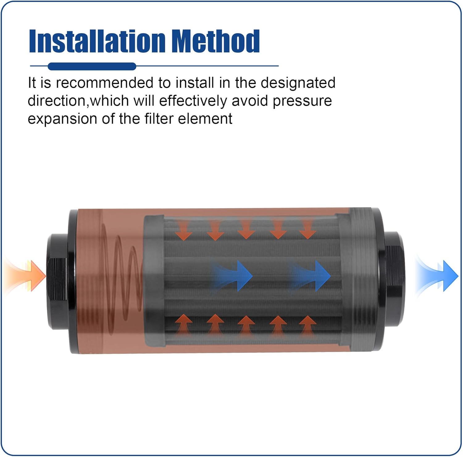 10 micron inline fuel filter black — view 5