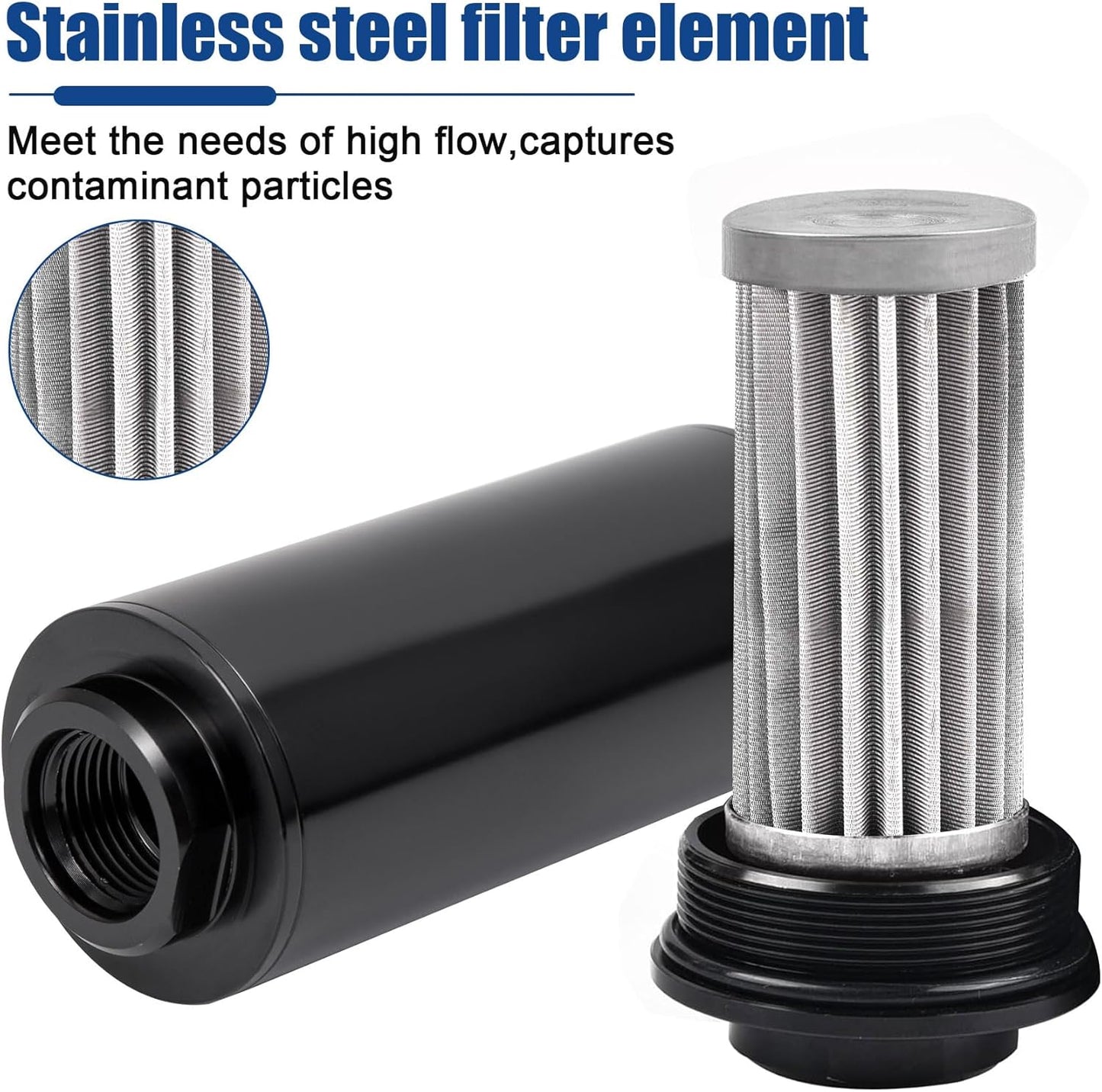 10 micron inline fuel filter black — view 7