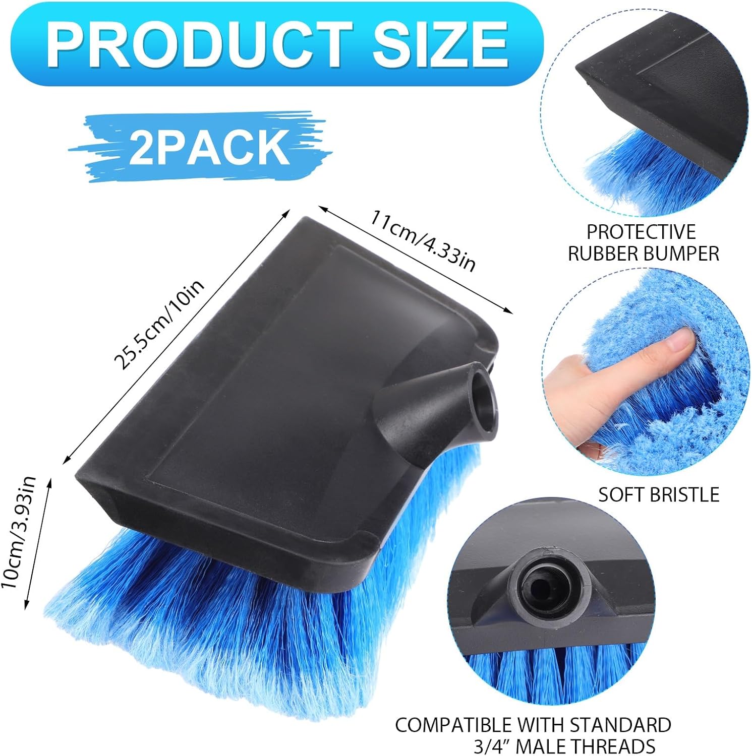2 pcs 10 inch solar panel brush head — view 3