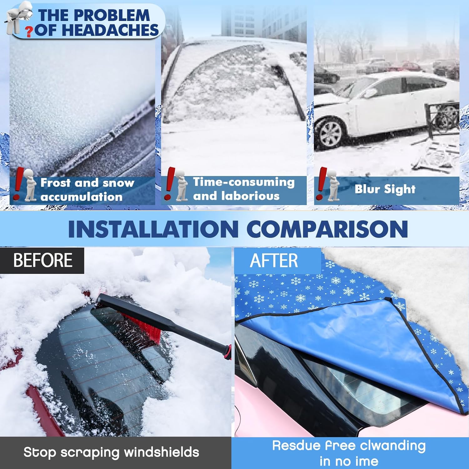 2 pcs windshield snow cover set — view 7