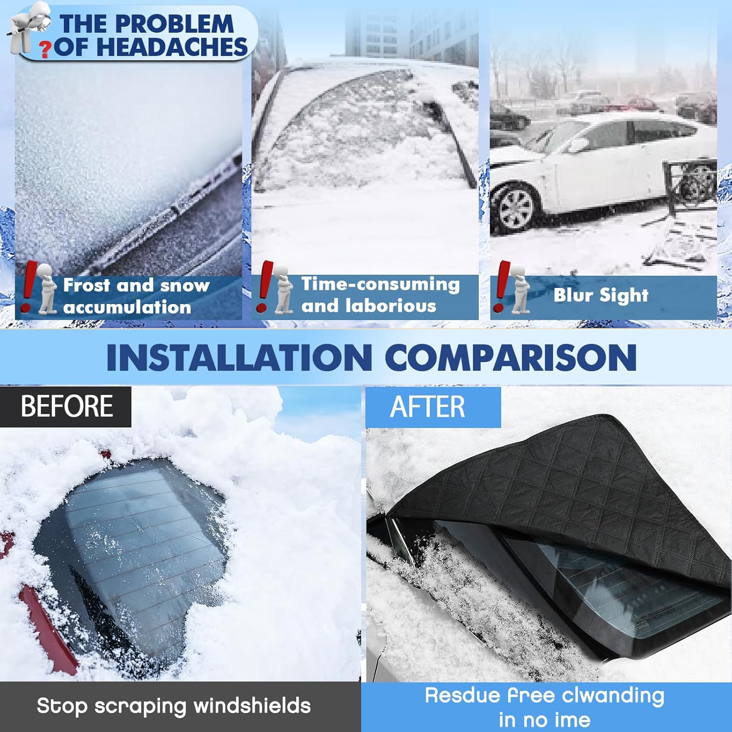 2 piece car windshield sunshade set — view 5