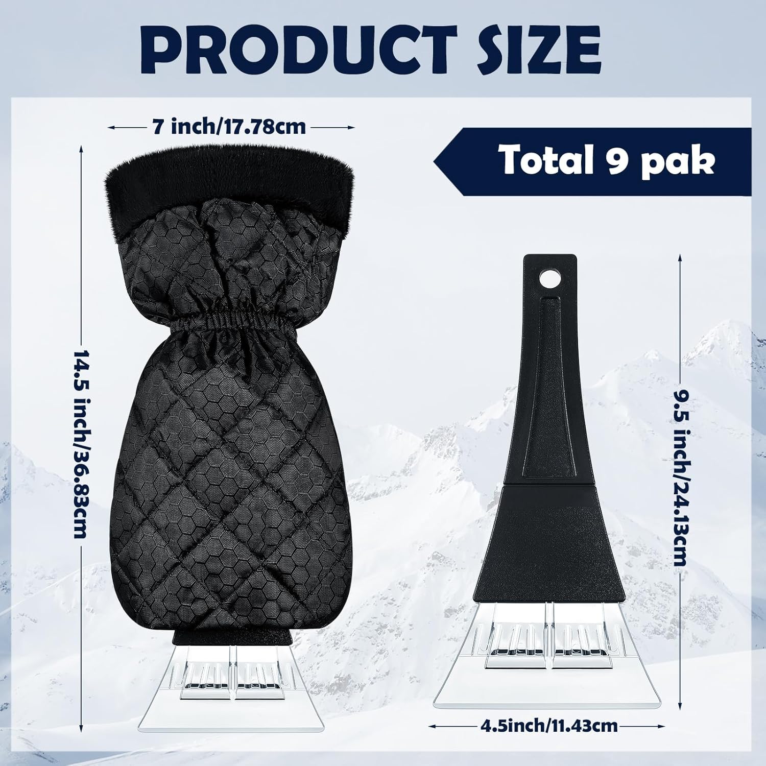9 pack ice scraper with glove — view 3