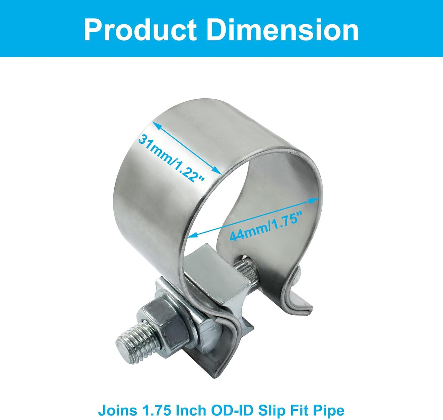 1.75 inch exhaust clamp 2-pack — view 4