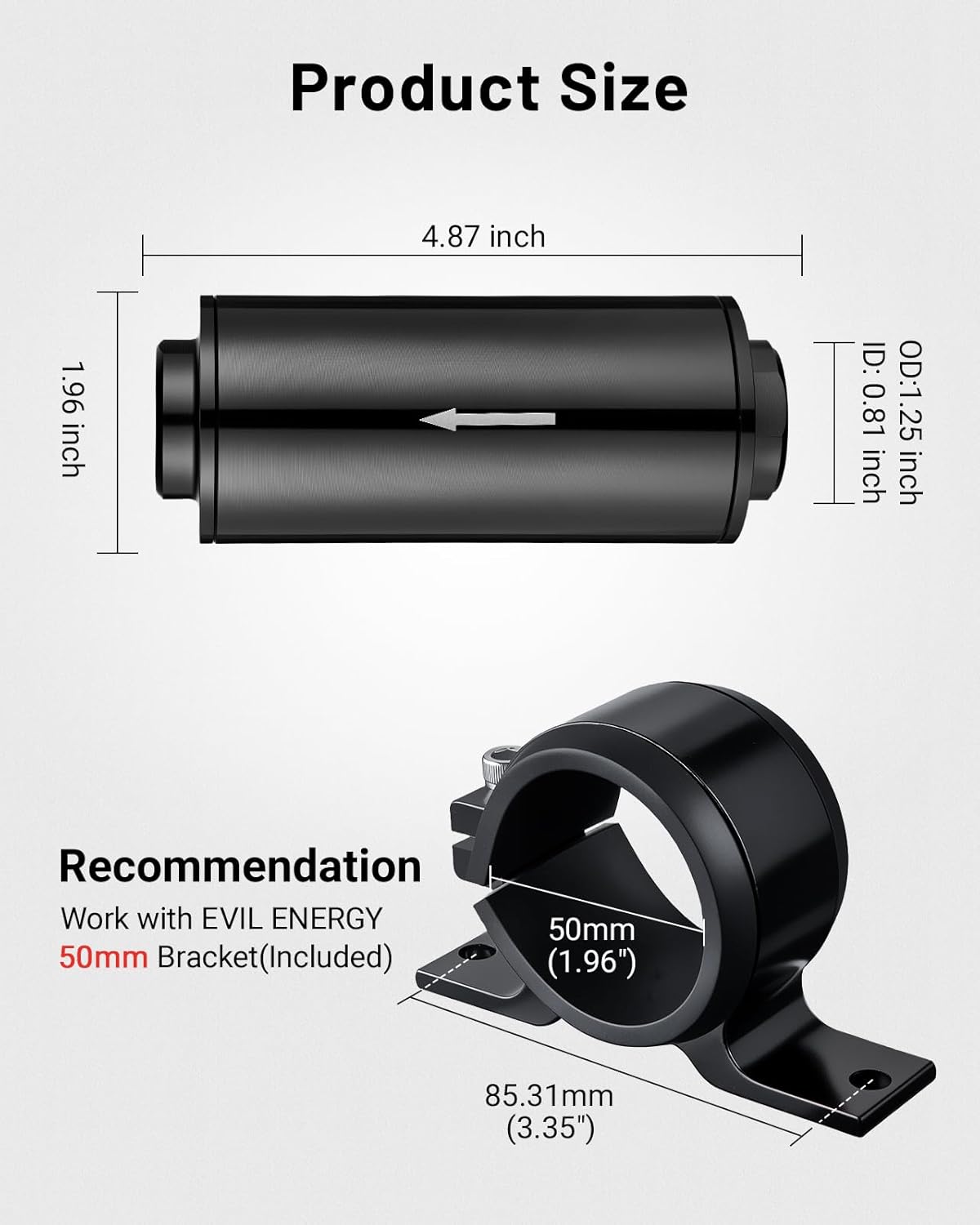 10 micron inline fuel filter with adapters — view 3