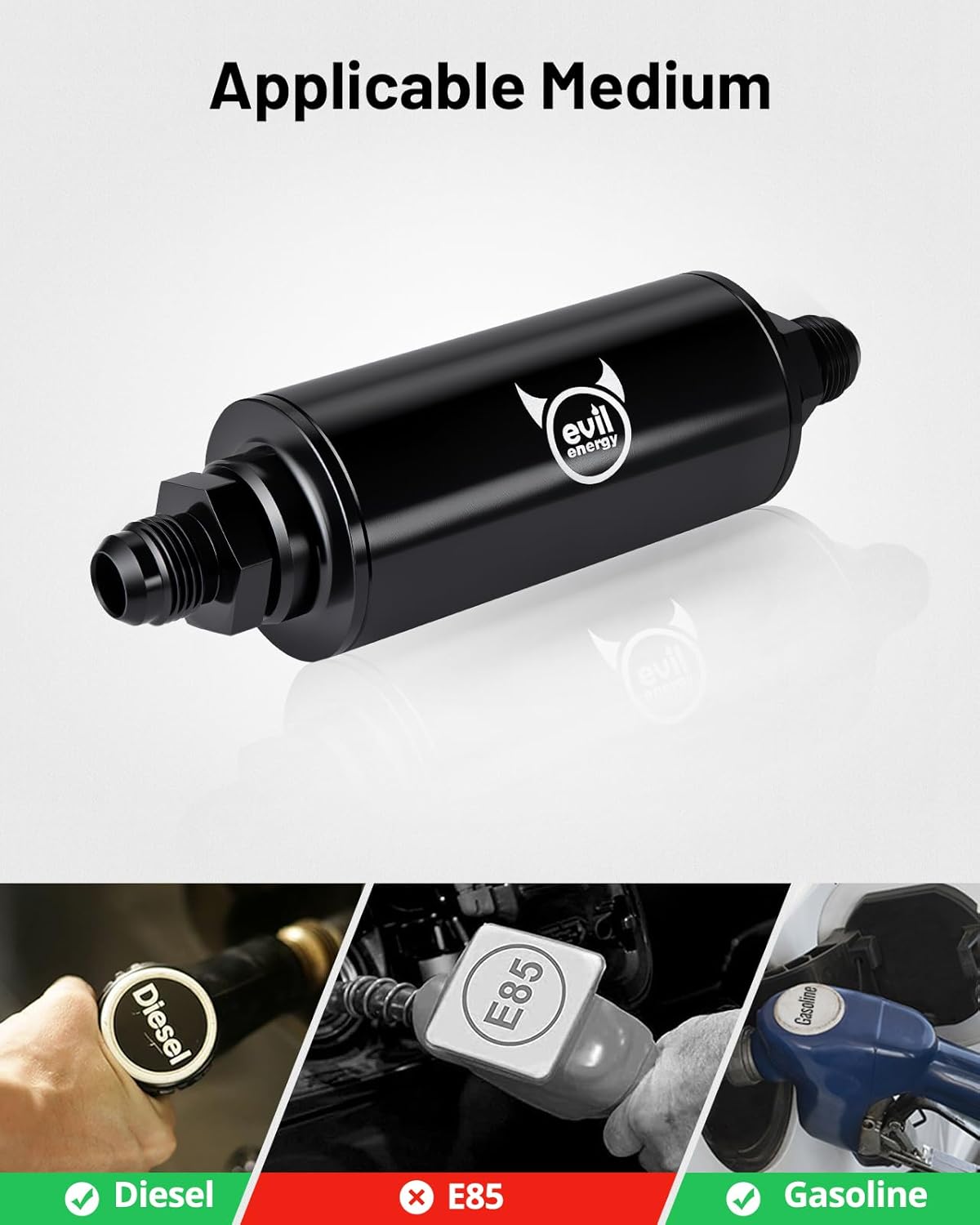 10 micron inline fuel filter with adapters — view 6