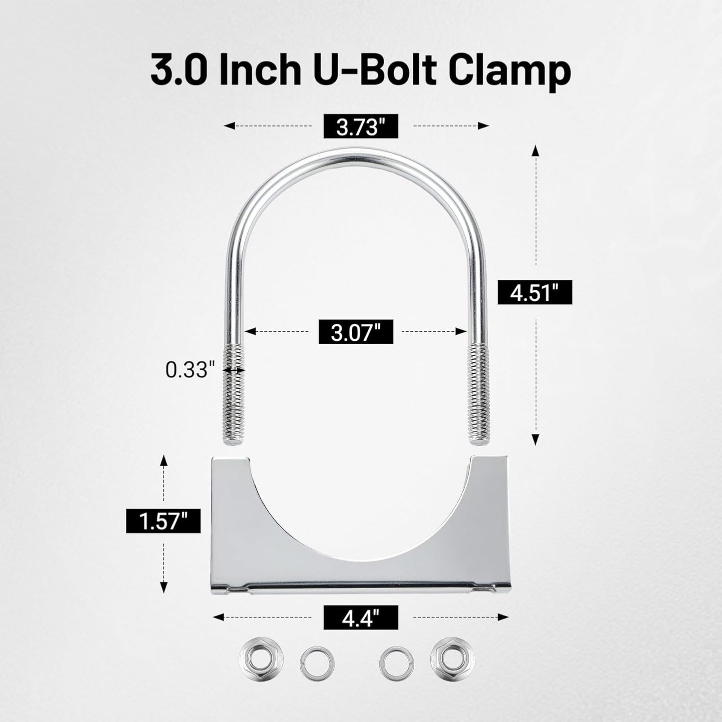 3 inch U-bolt exhaust clamp 2-pack — view 3