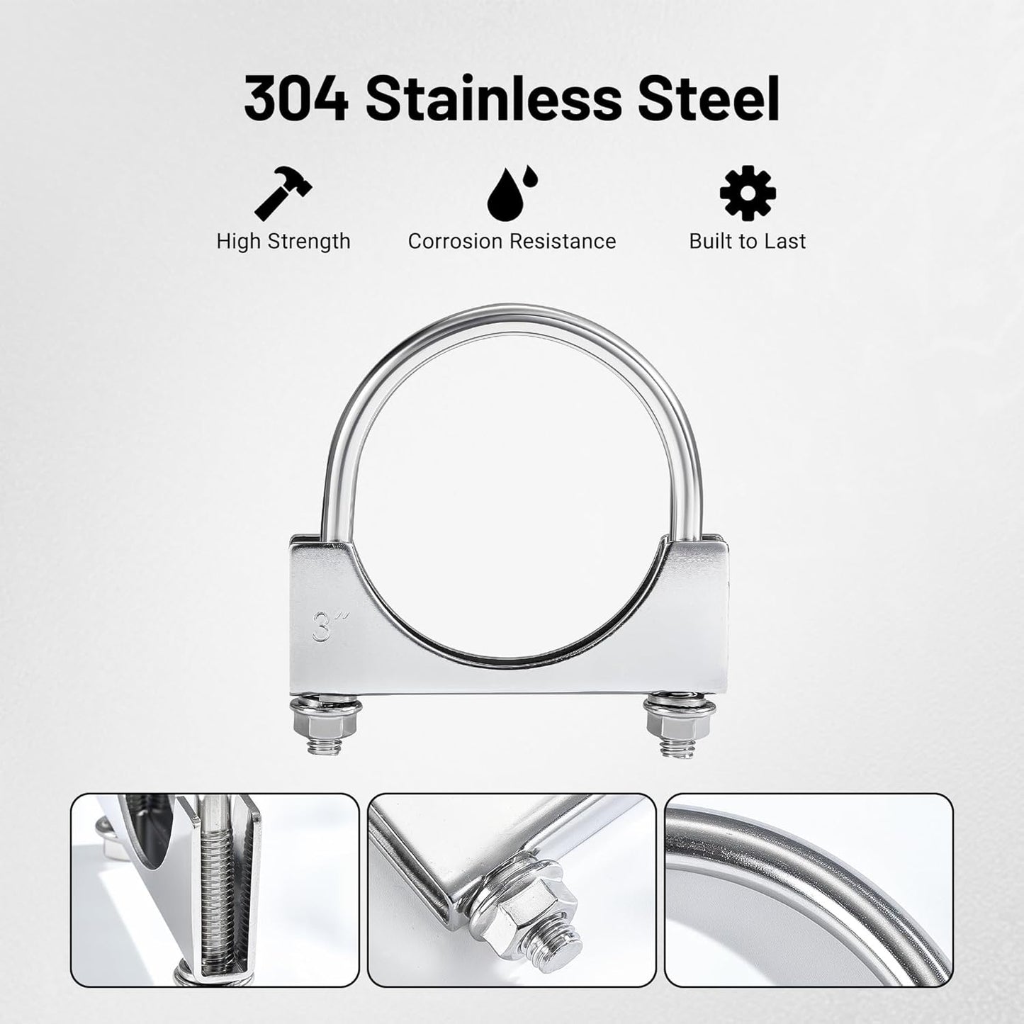 3 inch U-bolt exhaust clamp 2-pack — view 4