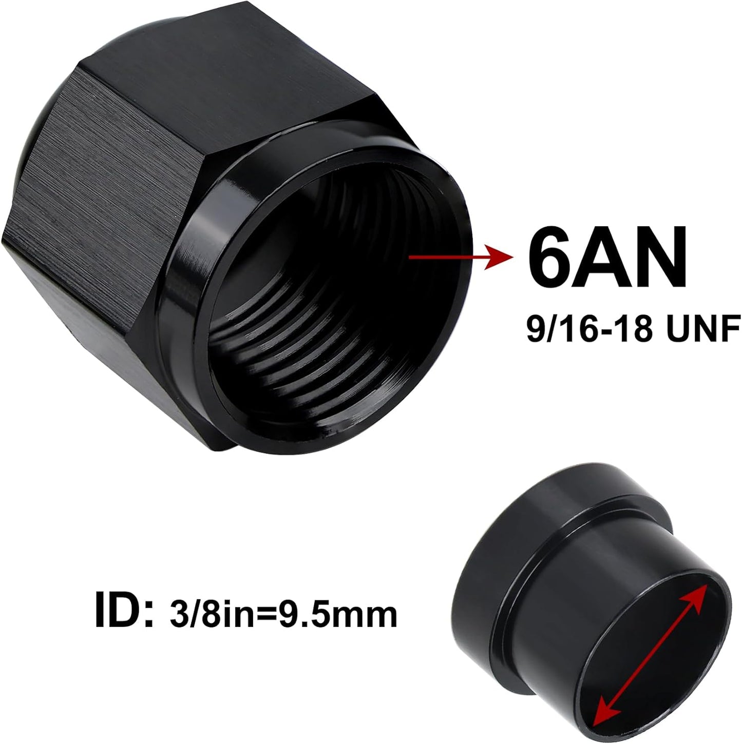 6AN aluminium hardline tube nut 2-pack — view 3