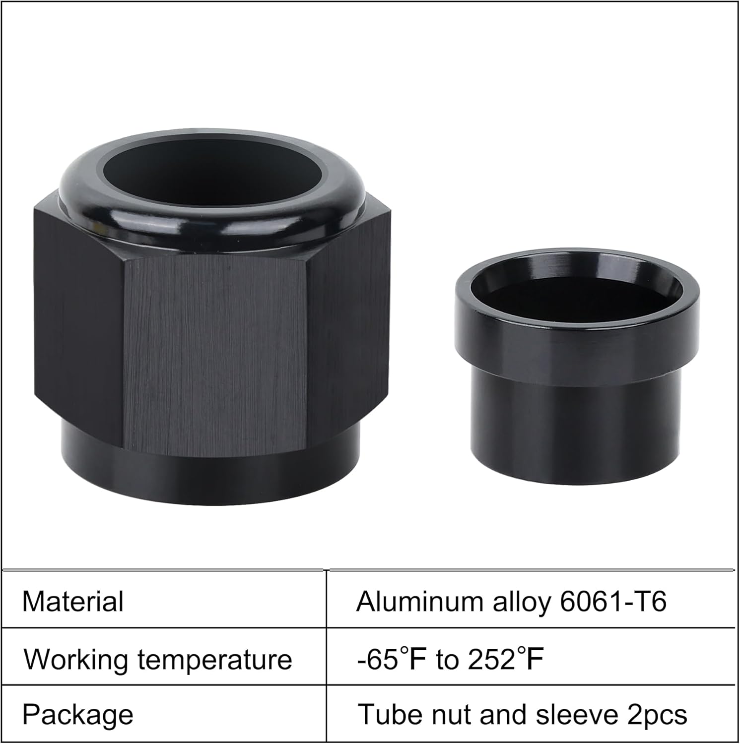 6AN aluminium hardline tube nut 2-pack — view 4